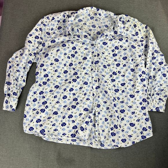 Woman Within 100% cotton floral cottage core button up top Sz 26/28 2XL - Picture 1 of 5